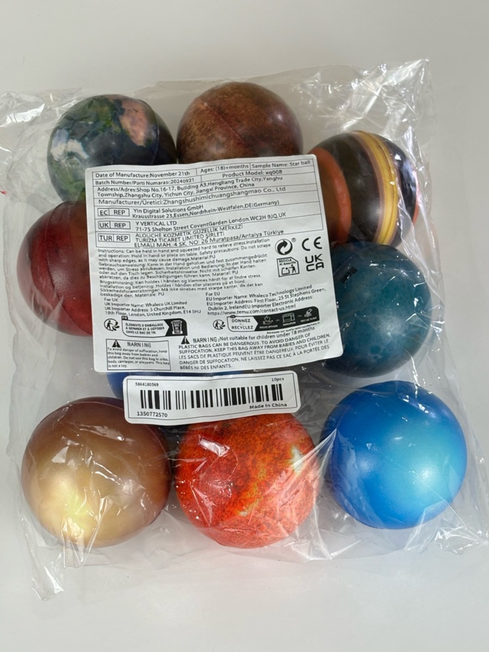 Solar System Planet Balls Anti-Stress balls set of 10 - Picture 12 of 17